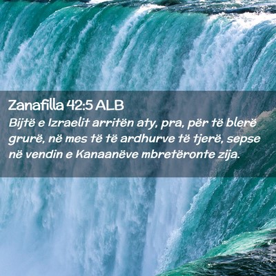 Picture 02 - Zanafilla 42:5 ALB - Bijtë e Izraelit arritën aty, pra, për të - Bible Verse Picture
