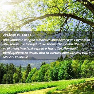 Picture 02 - Zbulesa 15:3 ALB - dhe këndonin këngën e Moisiut, shërbëtorit - Bible Verse Picture