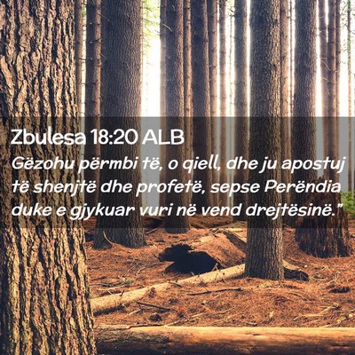 Picture 02 - Zbulesa 18:20 ALB - Gëzohu përmbi të, o qiell, dhe ju apostuj të - Bible Verse Picture