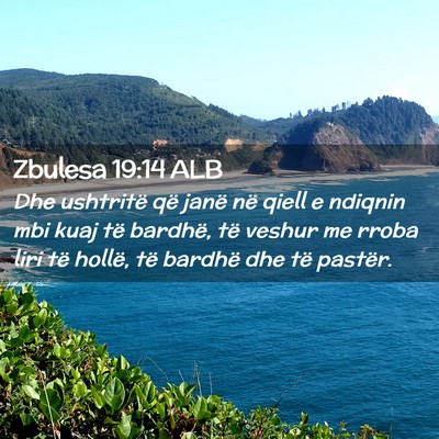 Picture 02 - Zbulesa 19:14 ALB - Dhe ushtritë që janë në qiell e ndiqnin mbi - Bible Verse Picture