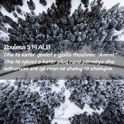 Picture 02 - Zbulesa 5:14 ALB - Dhe të katër qeniet e gjalla thoshnin: - Bible Verse Picture