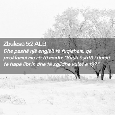 Picture 02 - Zbulesa 5:2 ALB - Dhe pashë një engjëll të fuqishëm, që - Bible Verse Picture