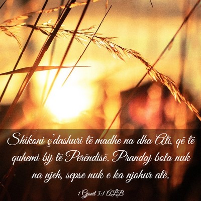 Picture 03 - 1 Gjonit 3:1 ALB - Shikoni ç’dashuri të madhe na dha Ati, që - Bible Verse Picture