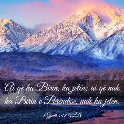 Picture 03 - 1 Gjonit 5:12 ALB - Ai që ka Birin, ka jetën; ai që nuk ka Birin e - Bible Verse Picture