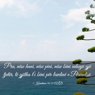Picture 03 - 1 Korintasve 10:31 ALB - Pra, nëse hani, nëse pini, nëse bëni ndonjë - Bible Verse Picture