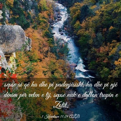 Picture 03 - 1 Korintasve 11:29 ALB - sepse ai që ha dhe pi padenjësisht, ha dhe pi - Bible Verse Picture