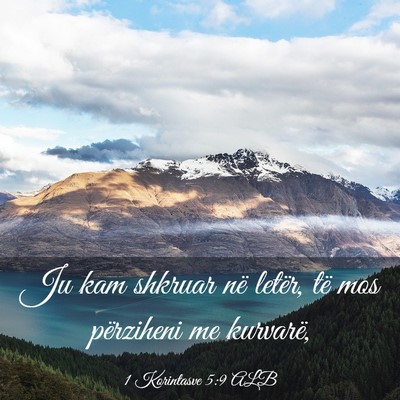 Picture 03 - 1 Korintasve 5:9 ALB - Ju kam shkruar në letër, të mos përziheni me - Bible Verse Picture