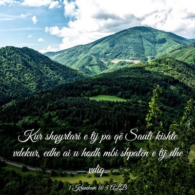 Picture 03 - 1 Kronikave 10:5 ALB - Kur shqyrtari e tij pa që Sauli kishte vdekur, - Bible Verse Picture