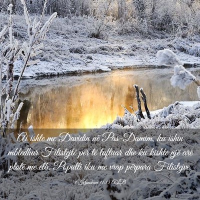 Picture 03 - 1 Kronikave 11:13 ALB - Ai ishte me Davidin në Pas-Damim, ku ishin - Bible Verse Picture