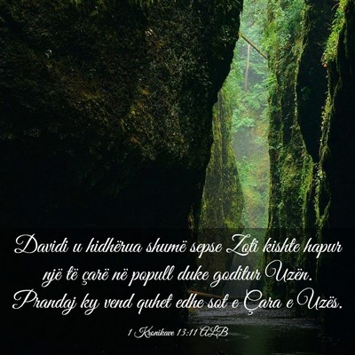 Picture 03 - 1 Kronikave 13:11 ALB - Davidi u hidhërua shumë sepse Zoti kishte hapur - Bible Verse Picture