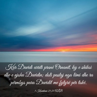 Picture 03 - 1 Kronikave 21:21 ALB - Kur Davidi arriti pranë Ornanit, ky e shikoi dhe - Bible Verse Picture