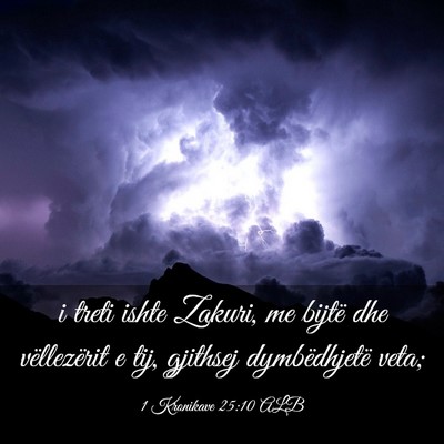 Picture 03 - 1 Kronikave 25:10 ALB - i treti ishte Zakuri, me bijtë dhe vëllezërit - Bible Verse Picture
