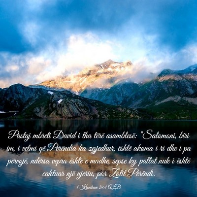 Picture 03 - 1 Kronikave 29:1 ALB - Pastaj mbreti David i tha tërë asamblesë: - Bible Verse Picture