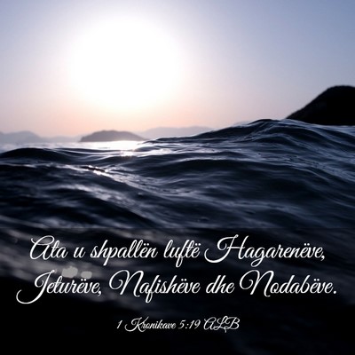Picture 03 - 1 Kronikave 5:19 ALB - Ata u shpallën luftë Hagarenëve, Jeturëve, - Bible Verse Picture