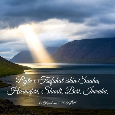 Picture 03 - 1 Kronikave 7:36 ALB - Bijtë e Tsofahut ishin Suahu, Harmeferi, Shuali, - Bible Verse Picture
