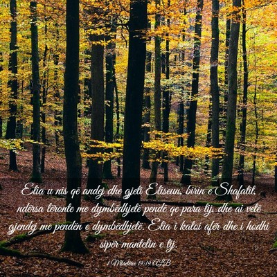 Picture 03 - 1 Mbretërve 19:19 ALB - Elia u nis që andej dhe gjeti Eliseun, birin e - Bible Verse Picture
