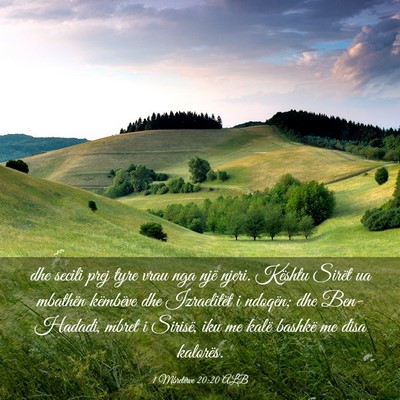 Picture 03 - 1 Mbretërve 20:20 ALB - dhe secili prej tyre vrau nga një njeri. Kështu - Bible Verse Picture