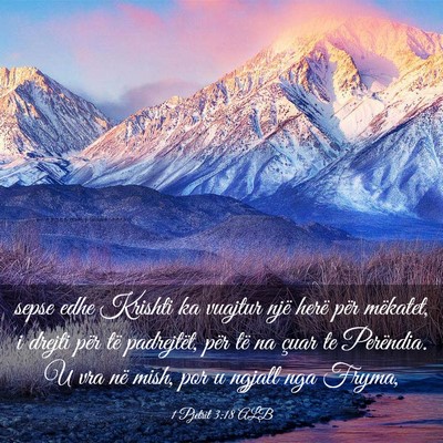 Picture 03 - 1 Pjetrit 3:18 ALB - sepse edhe Krishti ka vuajtur një herë për - Bible Verse Picture