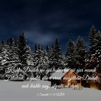 Picture 03 - 1 Samuelit 17:50 ALB - Kështu Davidi me një hobe dhe një gur mundi - Bible Verse Picture