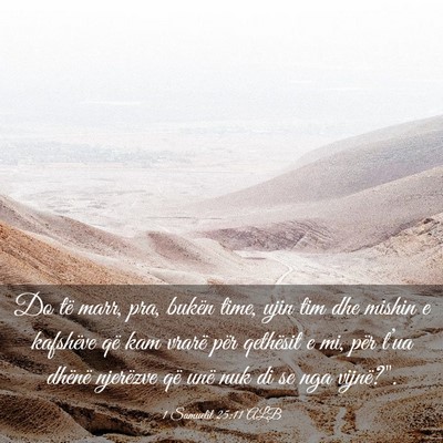 Picture 03 - 1 Samuelit 25:11 ALB - Do të marr, pra, bukën time, ujin tim dhe - Bible Verse Picture