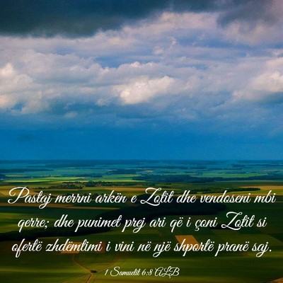 Picture 03 - 1 Samuelit 6:8 ALB - Pastaj merrni arkën e Zotit dhe vendoseni mbi - Bible Verse Picture