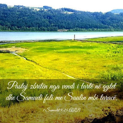 Picture 03 - 1 Samuelit 9:25 ALB - Pastaj zbritën nga vendi i lartë në qytet dhe - Bible Verse Picture