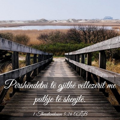 Picture 03 - 1 Thesalonikasve 5:26 ALB - Përshëndetni të gjithë vëllezërit me puthje - Bible Verse Picture