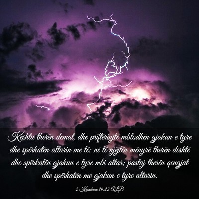 Picture 03 - 2 Kronikave 29:22 ALB - Kështu therën demat, dhe priftërinjtë - Bible Verse Picture