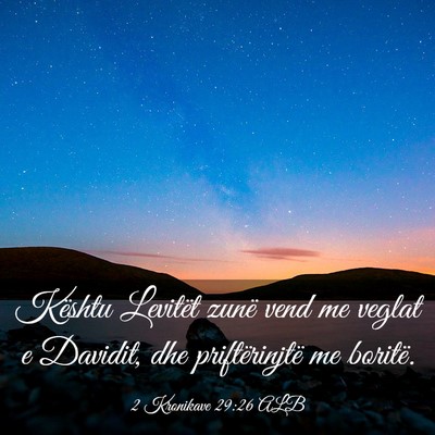 Picture 03 - 2 Kronikave 29:26 ALB - Kështu Levitët zunë vend me veglat e Davidit, - Bible Verse Picture