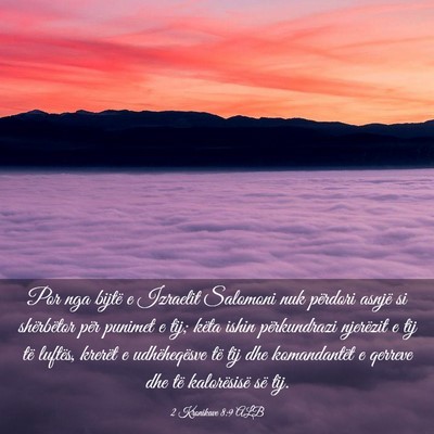 Picture 03 - 2 Kronikave 8:9 ALB - Por nga bijtë e Izraelit Salomoni nuk përdori - Bible Verse Picture