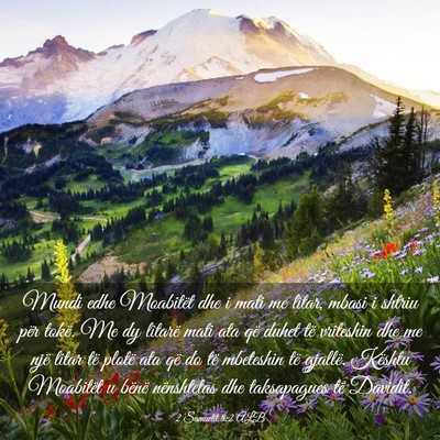 Picture 03 - 2 Samuelit 8:2 ALB - Mundi edhe Moabitët dhe i mati me litar, mbasi i - Bible Verse Picture