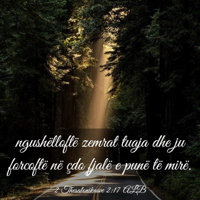 Picture 03 - 2 Thesalonikasve 2:17 ALB - ngushëlloftë zemrat tuaja dhe ju forcoftë në - Bible Verse Picture