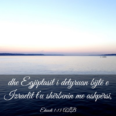 Picture 03 - Eksodi 1:13 ALB - dhe Egjiptasit i detyruan bijtë e Izraelit t’u - Bible Verse Picture
