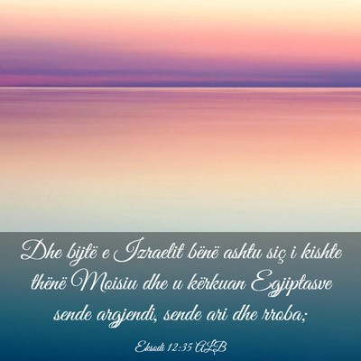 Picture 03 - Eksodi 12:35 ALB - Dhe bijtë e Izraelit bënë ashtu siç i kishte - Bible Verse Picture