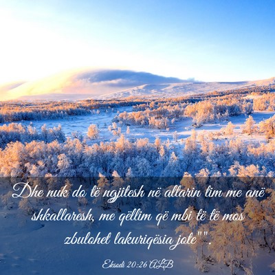 Picture 03 - Eksodi 20:26 ALB - Dhe nuk do të ngjitesh në altarin tim me anë - Bible Verse Picture