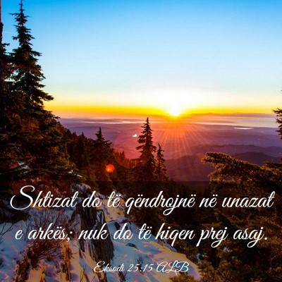 Picture 03 - Eksodi 25:15 ALB - Shtizat do të qëndrojnë në unazat e arkës; - Bible Verse Picture