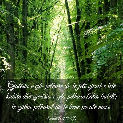 Picture 03 - Eksodi 26:2 ALB - Gjatësia e çdo pëlhure do të jetë njëzet e - Bible Verse Picture
