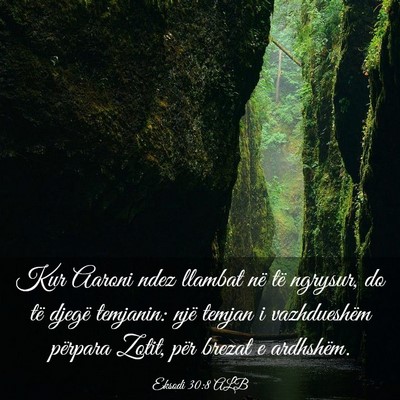 Picture 03 - Eksodi 30:8 ALB - Kur Aaroni ndez llambat në të ngrysur, do të - Bible Verse Picture