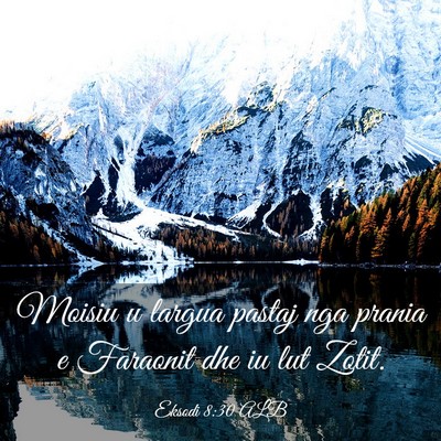 Picture 03 - Eksodi 8:30 ALB - Moisiu u largua pastaj nga prania e Faraonit dhe - Bible Verse Picture