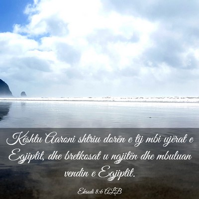 Picture 03 - Eksodi 8:6 ALB - Kështu Aaroni shtriu dorën e tij mbi ujërat e - Bible Verse Picture