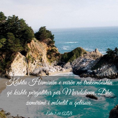Picture 03 - Ester 7:10 ALB - Kështu Hamanin e varën në trekëmbëshin që - Bible Verse Picture