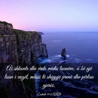 Picture 03 - Ezekieli 19:6 ALB - Ai shkonte dhe vinte midis luanëve; u bë një - Bible Verse Picture