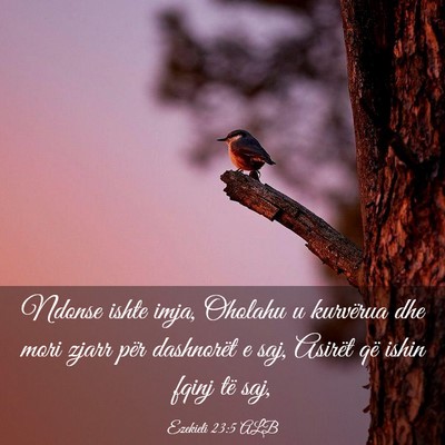 Picture 03 - Ezekieli 23:5 ALB - Ndonse ishte imja, Oholahu u kurvërua dhe mori - Bible Verse Picture