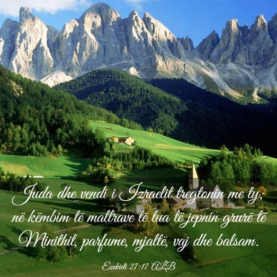 Picture 03 - Ezekieli 27:17 ALB - Juda dhe vendi i Izraelit tregtonin me ty; në - Bible Verse Picture