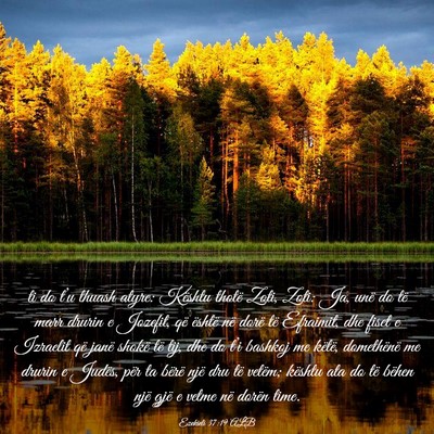 Picture 03 - Ezekieli 37:19 ALB - ti do t’u thuash atyre: Kështu thotë Zoti, - Bible Verse Picture