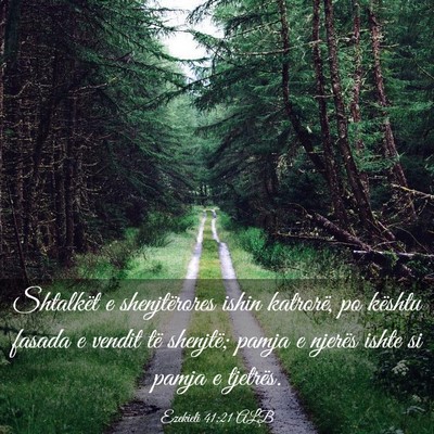 Picture 03 - Ezekieli 41:21 ALB - Shtalkët e shenjtërores ishin katrorë, po - Bible Verse Picture