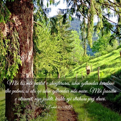 Picture 03 - Ezekieli 41:25 ALB - Mbi to, mbi portat e shenjtërores, ishin - Bible Verse Picture