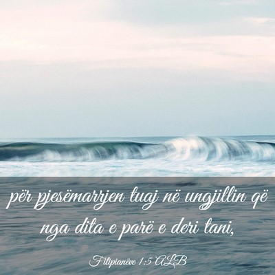 Picture 03 - Filipianëve 1:5 ALB - për pjesëmarrjen tuaj në ungjillin që nga - Bible Verse Picture