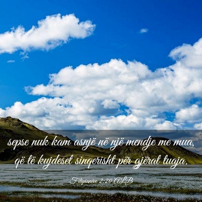 Picture 03 - Filipianëve 2:20 ALB - sepse nuk kam asnjë në një mendje me mua, që - Bible Verse Picture