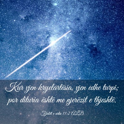 Picture 03 - Fjalët e urta 11:2 ALB - Kur vjen kryelartësia, vjen edhe turpi; por - Bible Verse Picture